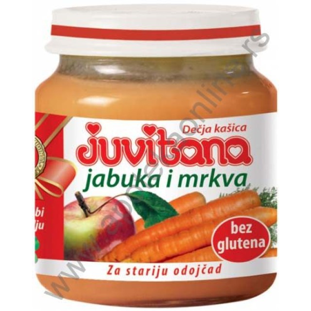 JUVITANA KAŠICA OD JABUKE I MRKVE 128g - Online Apoteka JUVITANA KAŠICA OD JABUKE I MRKVE 128g